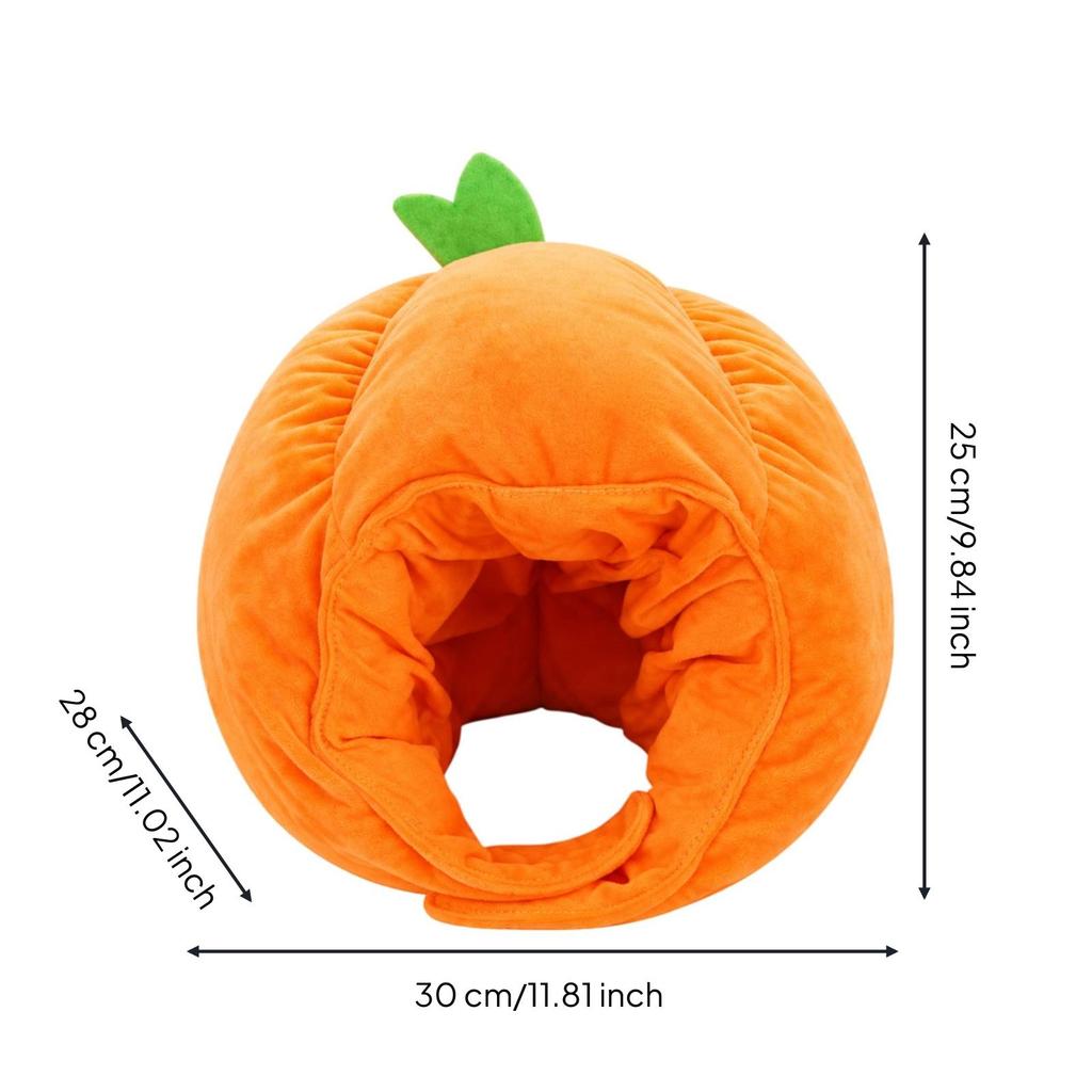 Soft Pumpkin Headpiece OneSize 3D Head Cover with Leaf Detail Headwear for Stage