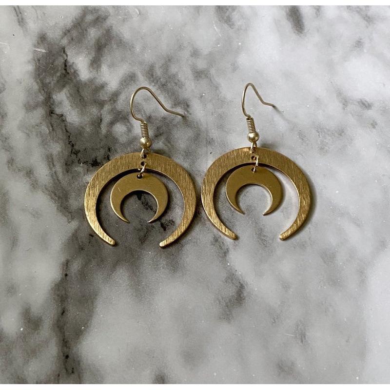 Bohemian Celestial Gold Moon Earrings