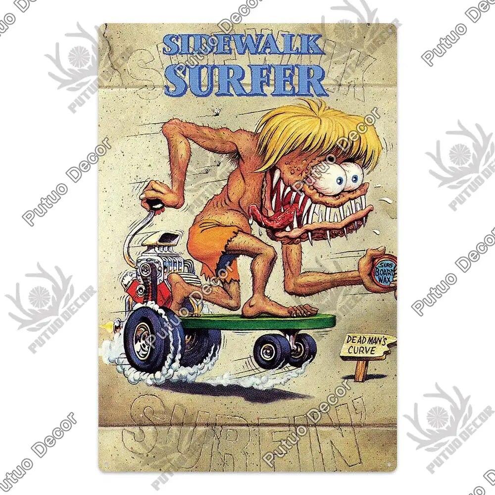 Putuo Decor Rat Fink Modified Car Culture Vintage Metal Tin Sign Decorative Plate for Garage Man Cave Bar Pub Club Decoration