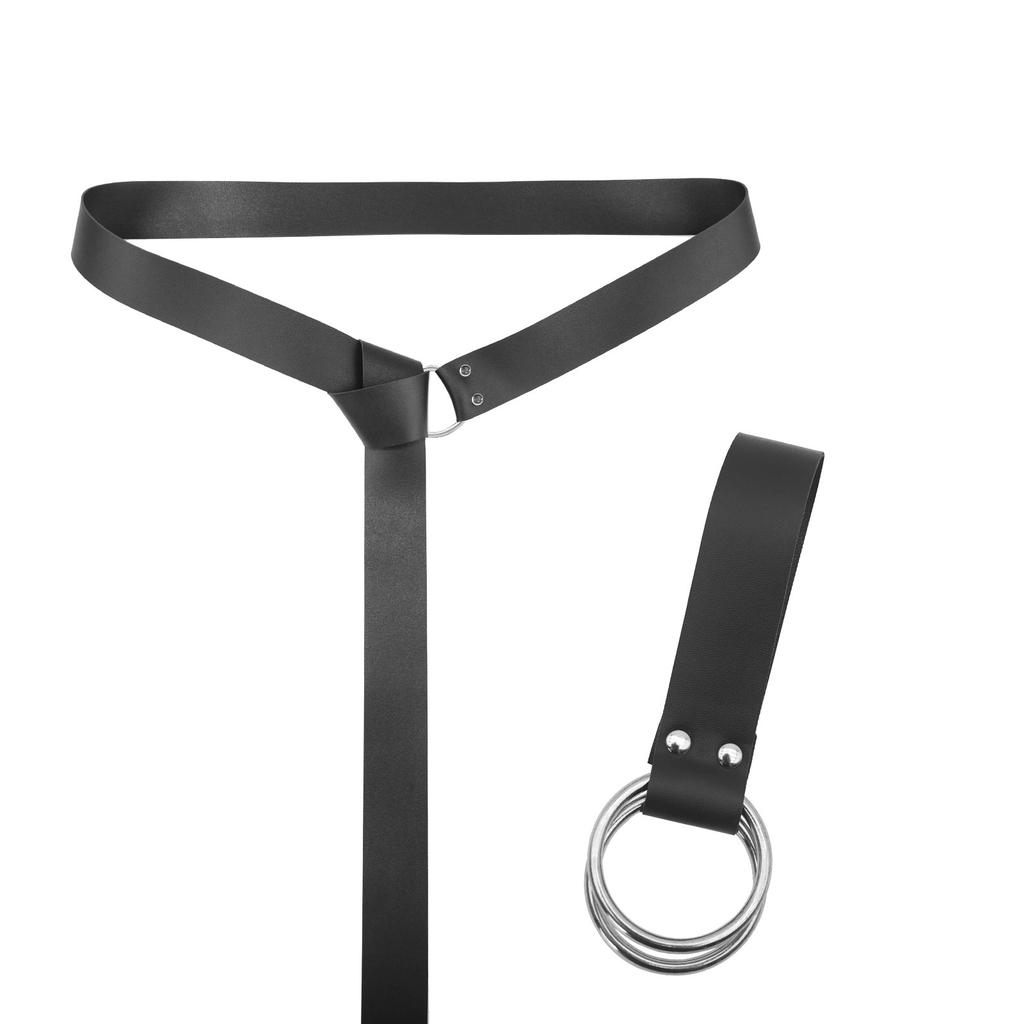Medieval Ladies Hiking Folds Skirt Double Ring Keychain Halloween Pu Belt Cosplay Bracer