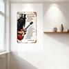 Vintage Rustic Metal Tin Sign, Long-Haired Top Hat Man Red Electric Guitar, Distressed Lyrics 'SOMETIMES I FEELS A WEIRD...' Art