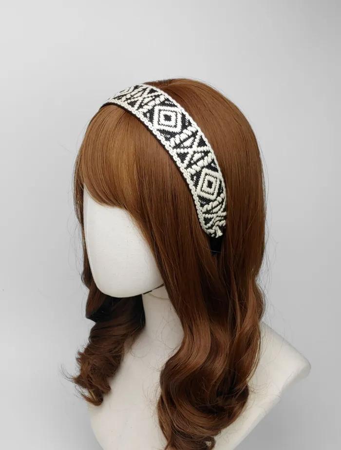 Maia Geometric Pattern Headband - Black A