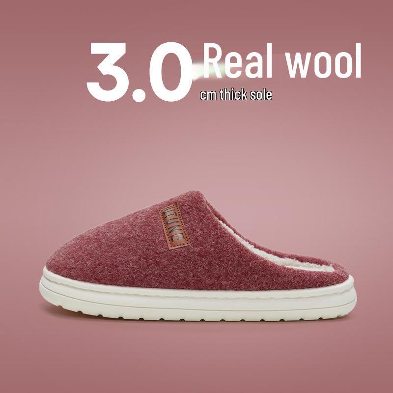Youdiao Wool Autumn/Winter Plush Non-Slip Slippers for Men & Women - Warm Indoor Shoes for Middle-Aged & Elderly.