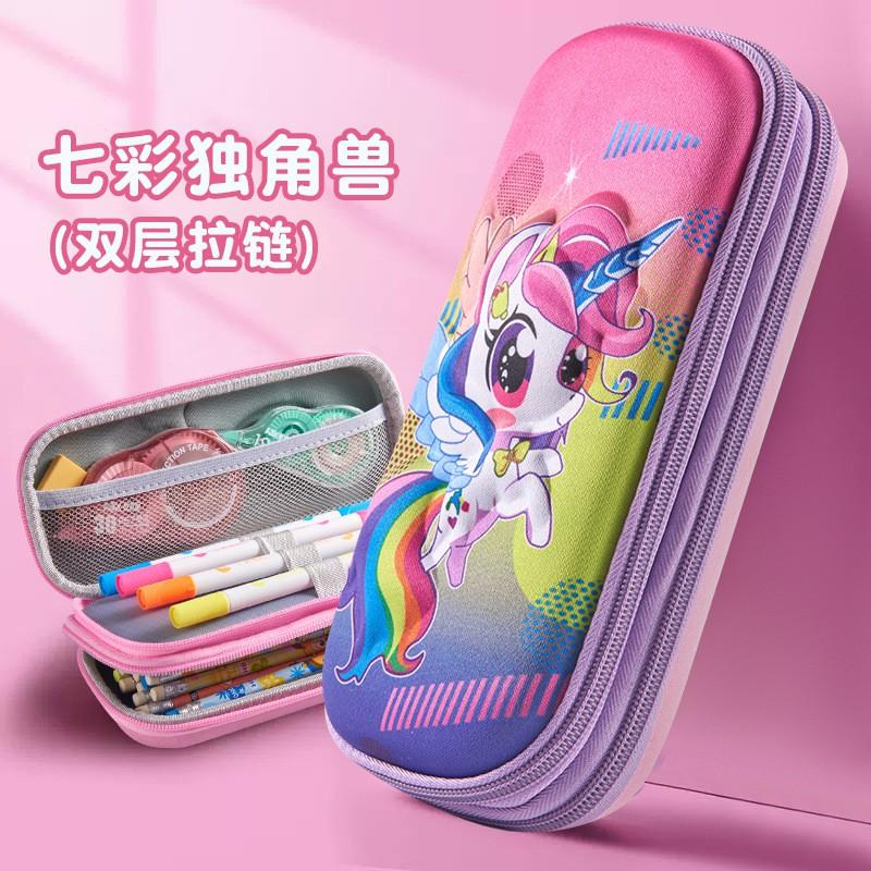 3D Cartoon Pencil Case Kids Students Large Capacity Double Zipper Stationery Bag Unisex School
