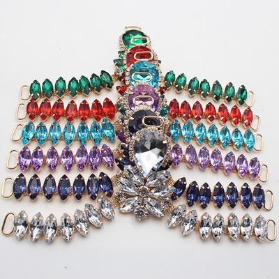 Charm 12Color 1pcsCrystal Chain DIY Garment Sewing Accessories Rhinestone Bikini Connectors Buckle Fashion Beach SlipperChain
