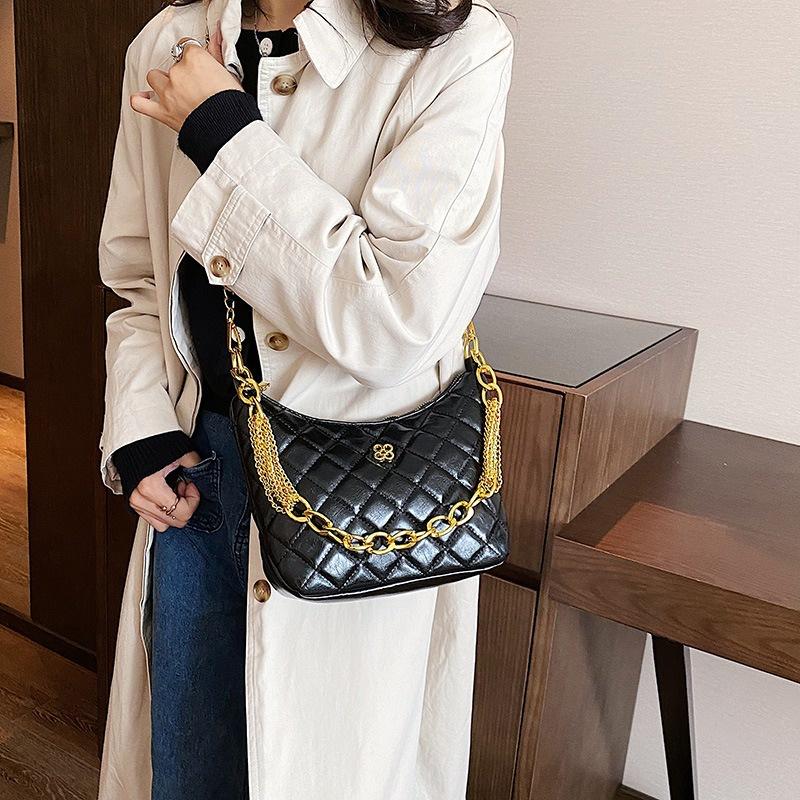 IELGY women's rhombus chain bag, commuter armpit bag can be one shoulder can be crossed