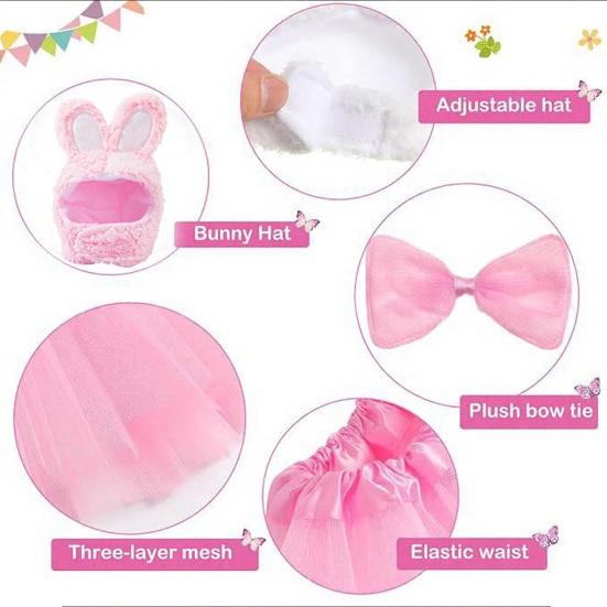 1 Set Porch Goose Bunny Outfit Easter Bunny Goose Costume Rabbit Ear Hat Bow Tie Dress Clothes for 23 Inch High Cement or Goose Lawn Yard Decor