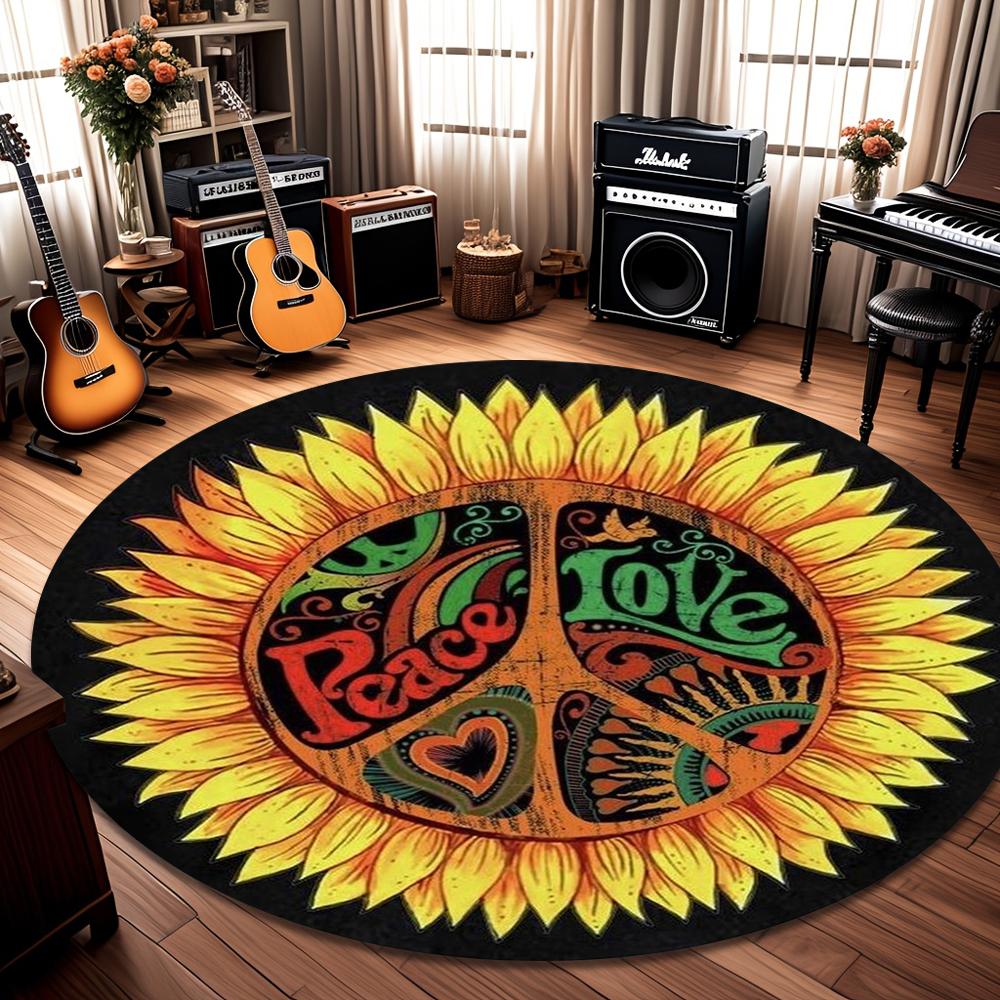 Valentines Day Rug, Valentines Rug, Cute Hearts carpet, Round Hearts Rug Circle Hearts Rug Black Purple Rug, Bedroom Rug 80cm