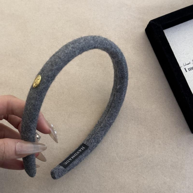 Small Gold Medal Colored Woolen Velvet Faceband - Simple Autumn/Winter Pure Color Thin Style Headband for Hair