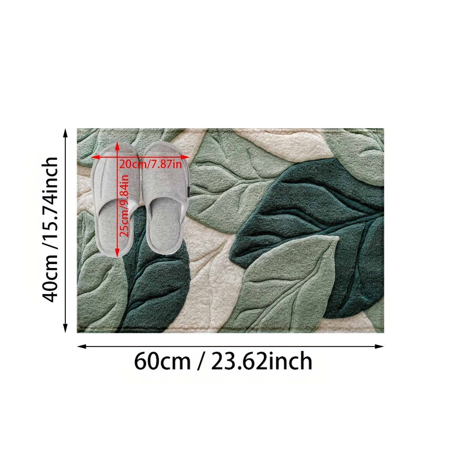 

Плюшевый коврик для ванной из микрофибры с рисунком зеленых листьев - Противоскользящий, Быстросохнущий, Влагопоглощающий, Идеальный выбор для украшения дома и