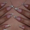 24 Pezzi Unghie Finte a Mandorla Lunga Bordo Bianco French Manicure Completa Semplice Indossabile