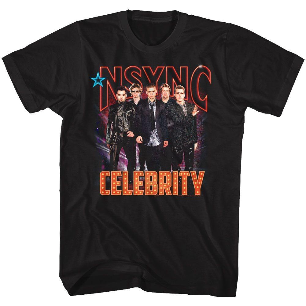 NSYNC Celebrity Black Pop Music Boy Band Shirt M