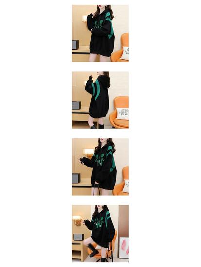 Silver Fox Velvet Embroidered Hooded Sweatshirt with Cotton Blend