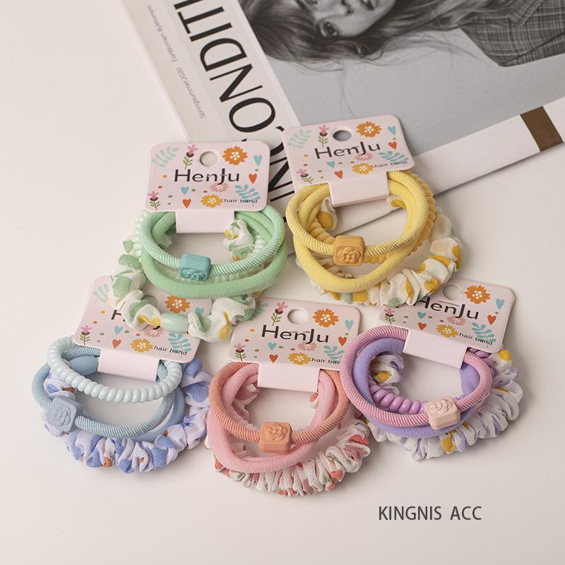 2025 Spring/Summer Crystal Candy Color Floral Spiral Hair Ties - Elegant, Sweet Telephone Cord Hair Accessories for Women