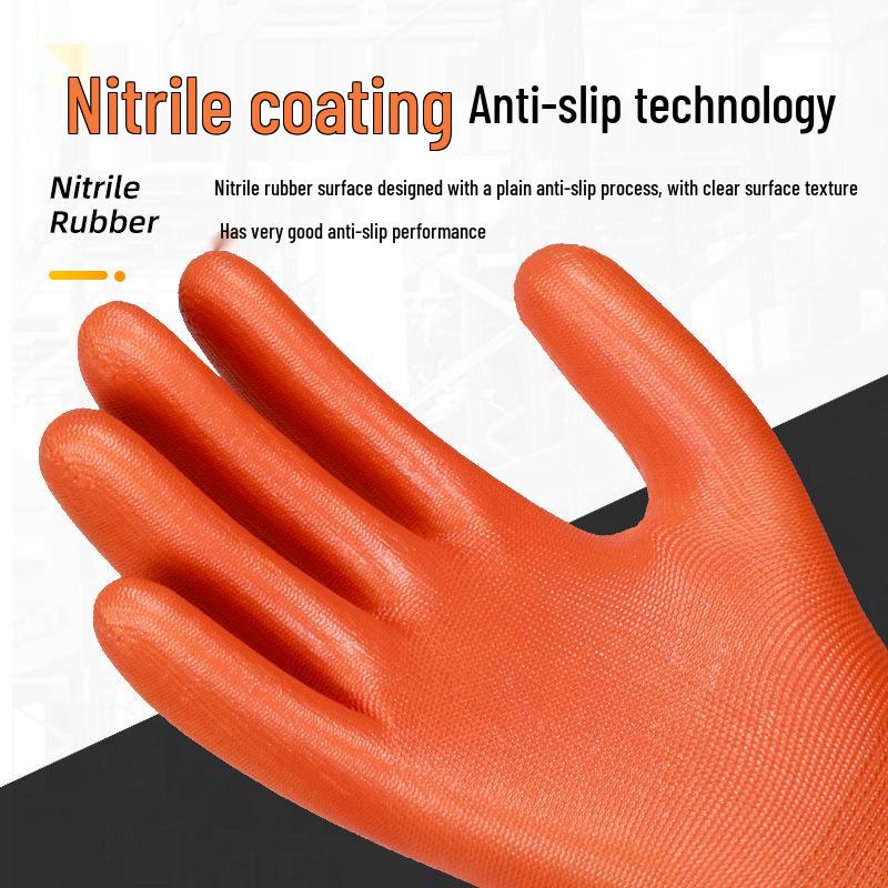 Anti-Slip Nitrile Work Gloves - Durable, Wear-Resistant Construction Safety Gear