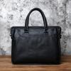 NZPJ Men's Genuine Leather Business Handbag Top Layer Cowhide Cross Section Office Computer Bag Shoulder Messenger Briefcase