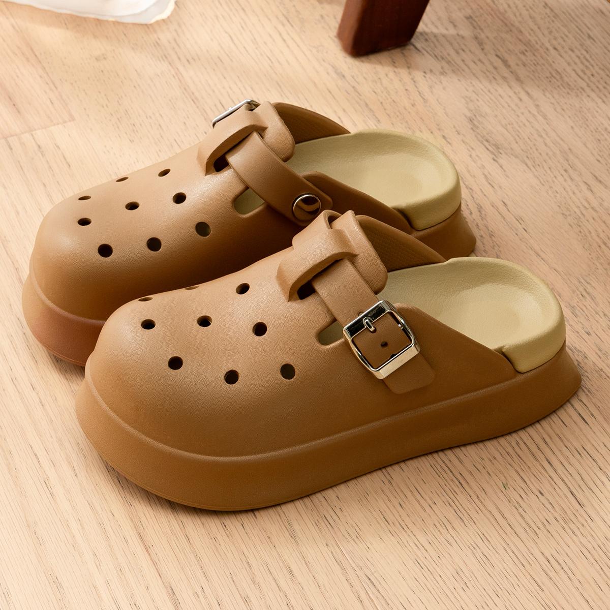 

Платформа Женские Сабо Обувь Летние Пляжные Сандалии на Толстой Подошве Модные Удобные Birkenstock Для Дома и Улицы Женские Туфли с Отверстиями 35-36 коричневый