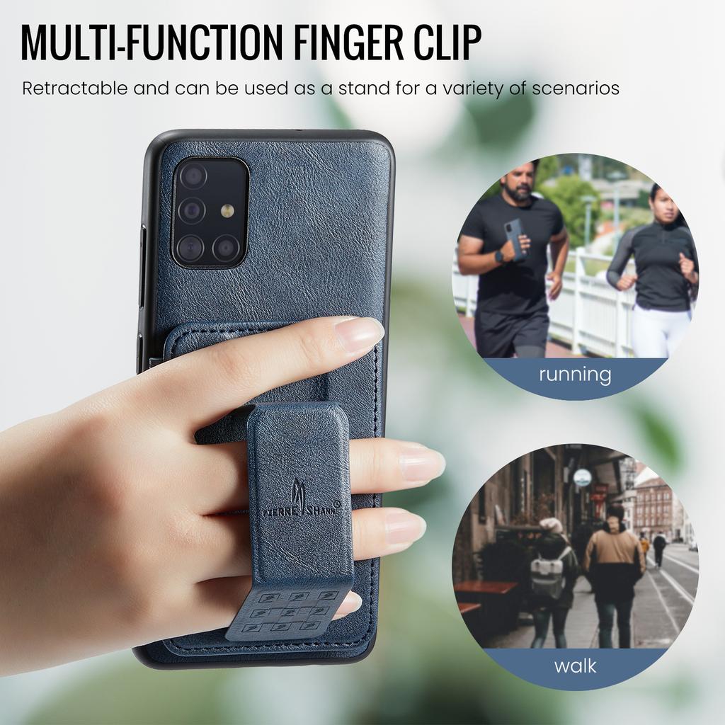 For Samsung Galaxy A51 4G SM-A515 Case Card Holder Leather Coated TPU Phone Cover