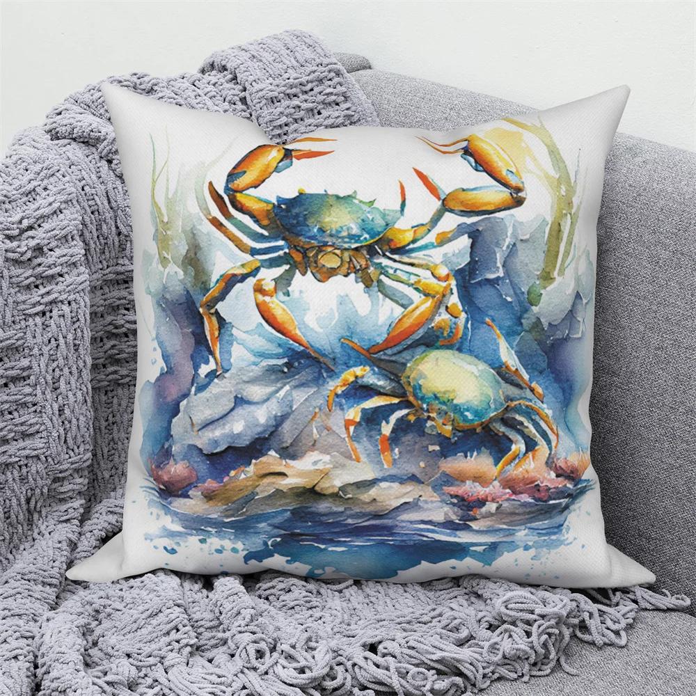 Farmhouse Home Sofa Car Decor Throw Pillow Cover Decorative Sea Animal Cushion  Turtle Coral