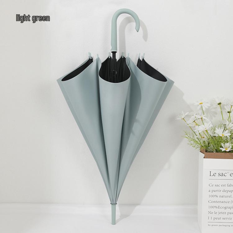 Custom Logo Automatic Umbrella with Straight and Curved Handles – Black UV Protection for Sun and Rain