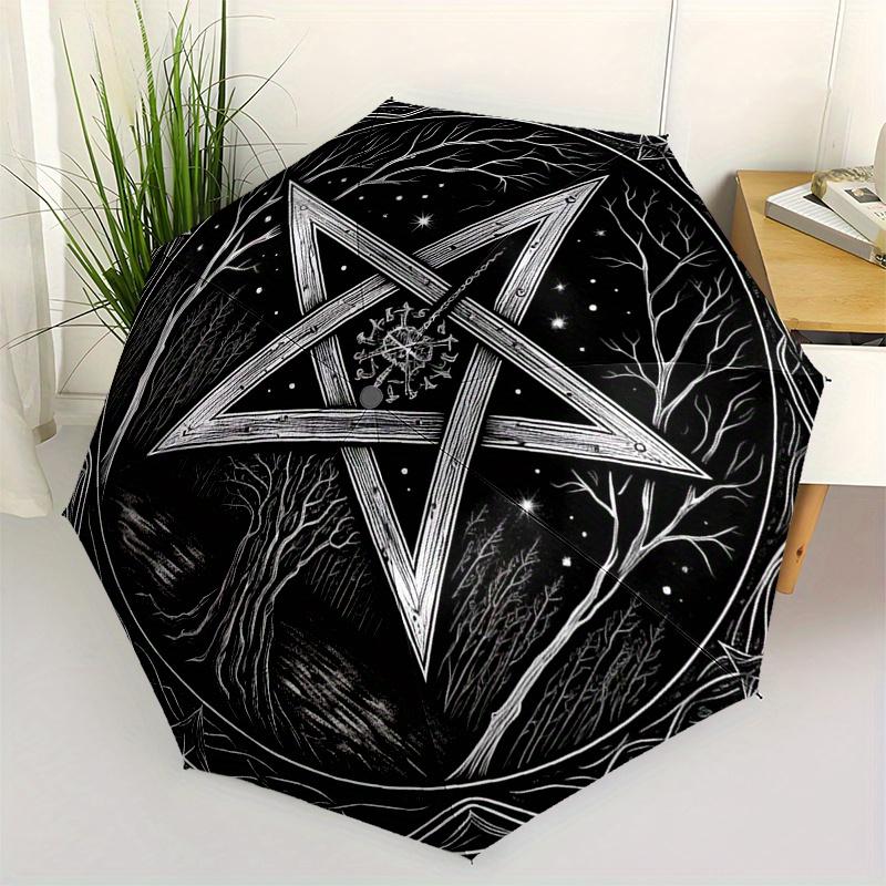 Enchanted Forest Pentagram Wall Art PrintUmbrella, Portable 3-Fold Umbrella for Men & Women,Christmas Gift ES134