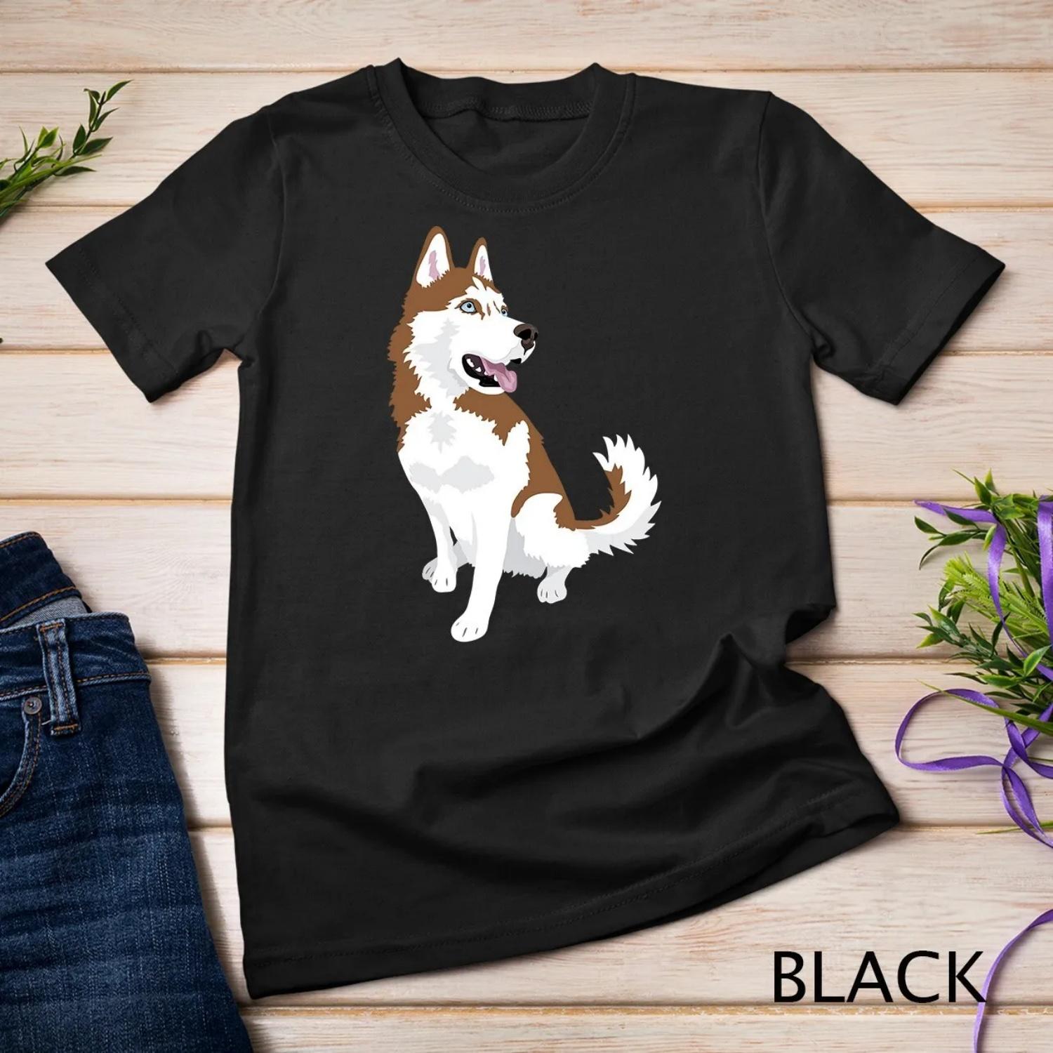 cute red and white Siberian Husky dog T Shirt XXXXXL чёрный