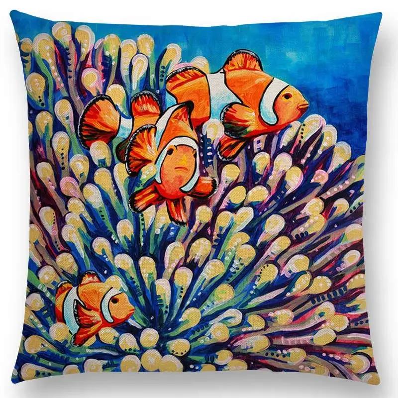 Oil Painting Animals ELK Cushion Cover Deer Lion Dogs Fox Bird Horse Sofa Throw Pillow Case