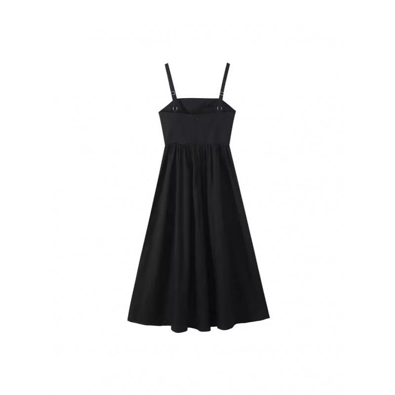 Women's Bow Decor Sleeveless Spaghetti Strap Midi Dress