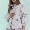 MAXZA Croquis Print Volume Sleeve Shirt Blouse Zc06qb021on