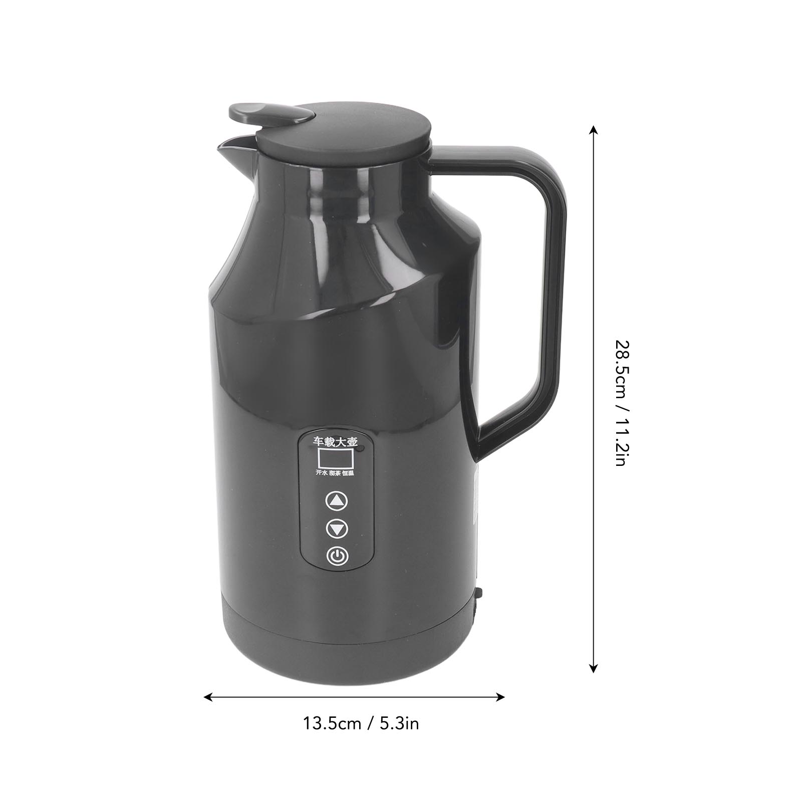 

Электрический чайник 1,5 л с дисплеем, контролем температуры, термосом, автоматическим отключением, антиожоговым, 12/24 В, автокипятильник темно серый