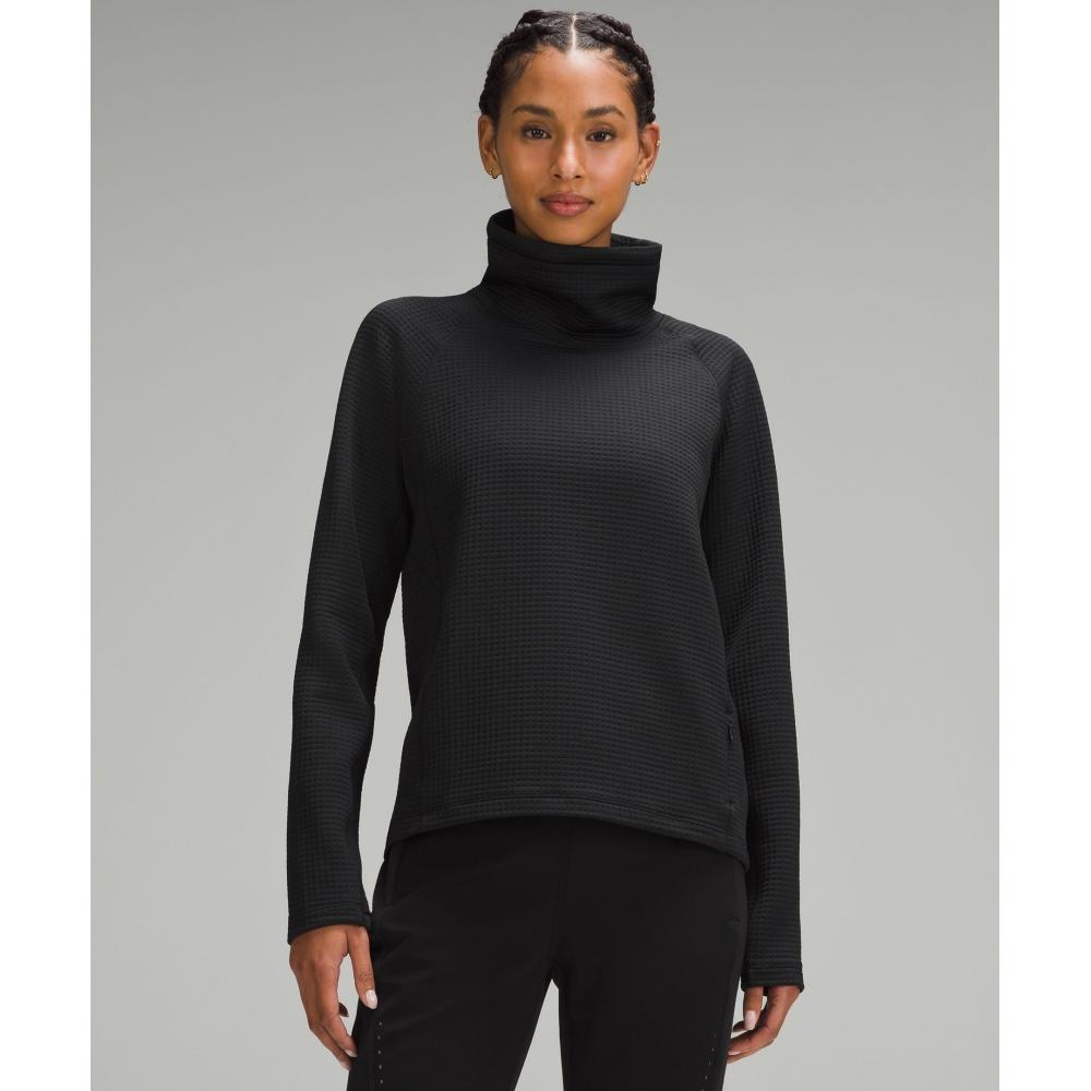 

Lululemon Waffle Knit Funnel Neck Long Sleeve Shirt Black 6