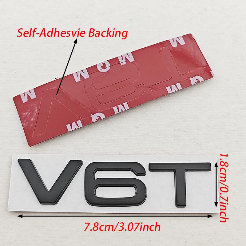 3D Metal Car Sticker Logo V6T Fender Side Badge Rear Trunk Emblem For Audi S4 S5 S6 S7 A8 Q7 Q8 SQ5 SQ7 SQ8 RS4 RS5 Accessories