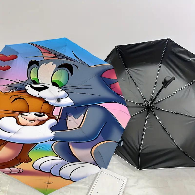 1PC Tom and Jerry Umbrella-8-Rib Reinforced, Automatic Open, Lightweight & Durable, Cute Fashion Accessory for Outdoor, D2681