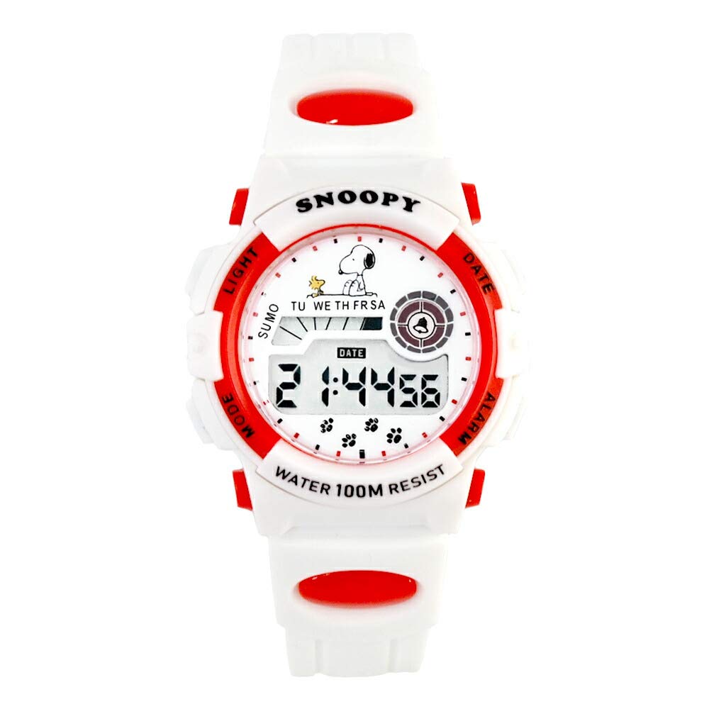 

Snoopy Watch 100M Water Resistant 10 ATM Goods White x Red Alarm Digital Sea River