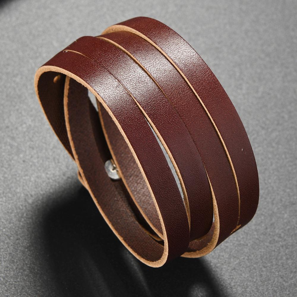Trend Jewelry Vintage Handmade Weave Genuine Leather Bracelet Men Personalized Cuff Wide Leather Bracelet Pulsera Hombre