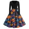 Women's Casual Fashion Halloween Printed V-Neck Vintage Dress