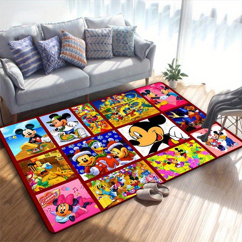 1ks Koberec s motivem Disney Mickey Mouse a Minnie, Kusový koberec, Protiskluzový koberec, Ručně pratelná podložka pod nohy, Vhodné pro obývací pokoj, ložnici, bytový dekor