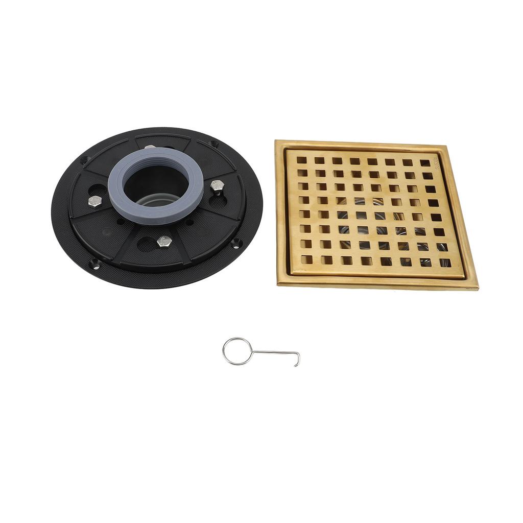 304 Stainless Steel Square Shower Floor Drain High Flow Floor Drain with Flange Removable Grid Cover for Bathroom
