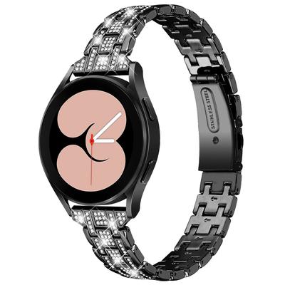 For Samsung Galaxy Watch FE 40mm 5-Bead Strap Sparking Rhinestones Metal Watch Band