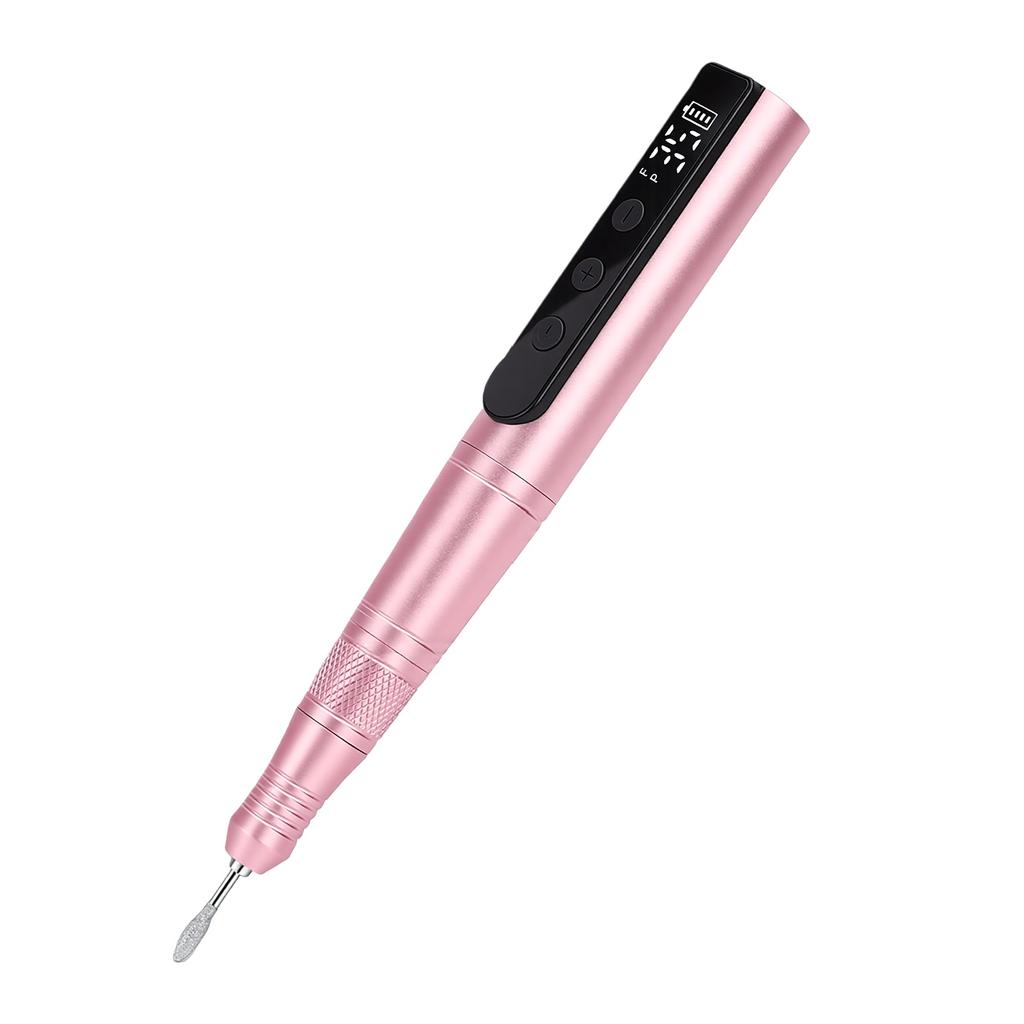 Nail Drill Rechargeable Cordless Adjustable Speed Portable Electric Nail Grinder for Manicure Pedicure Home Salon Pink