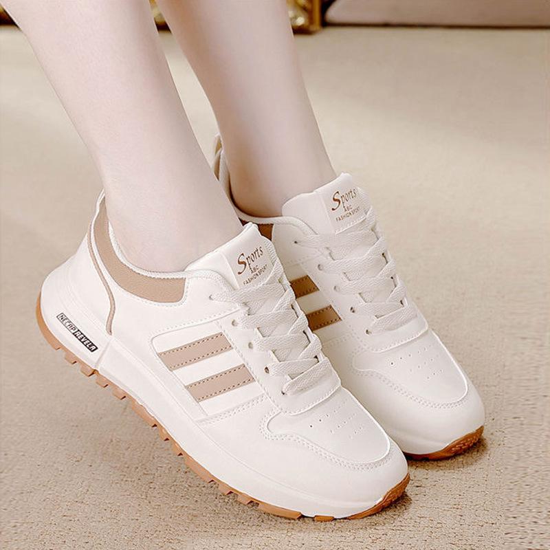 Women's Versatile Leather Sneakers - 2024 Autumn, Thick-Soled, Non-Slip, Lightweight Popular Style, Forrest Gump Shoes 5115