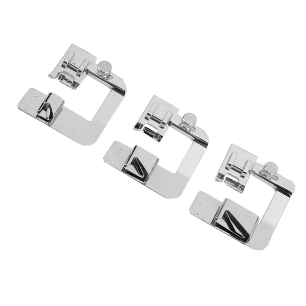 3pcs Zinc Alloy Rolled Hem Foot Professional Multifunctional Bias Tape Binder Foot Universal Fit Precision Presser Feet