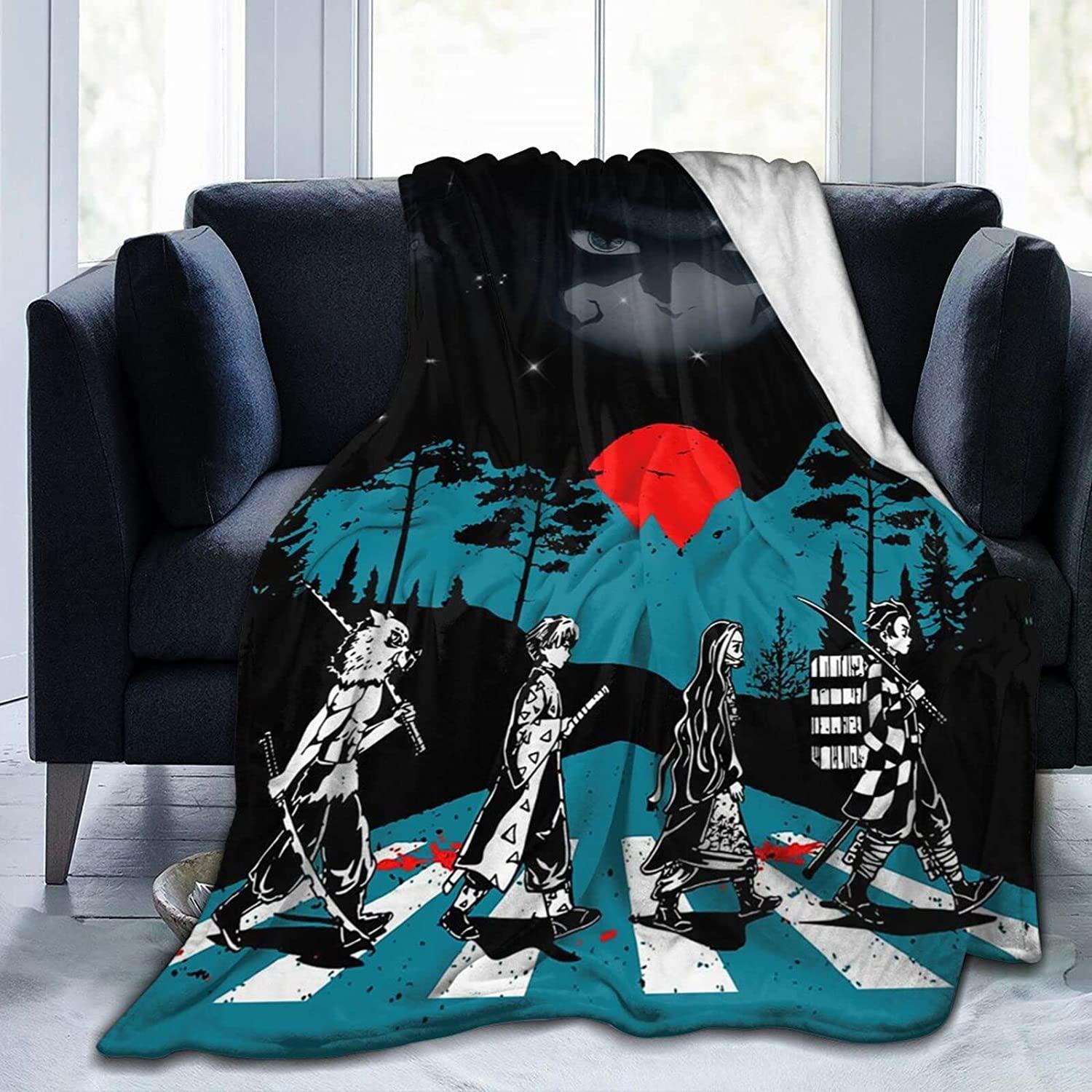 

Demon Slayer Anime Bedding D Printed Quilt for Adults Kids Soft Fleece Blanket Sofa Throw Size x Inches 100cmx150cm