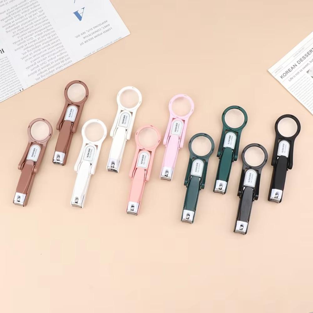 Anti-splash The Elderly Practical Nail Clipper with Magnifying Glass Multifunctional Stainless Steel Nail Clippers
