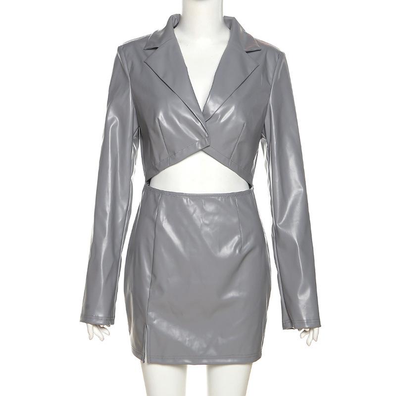 

Женские зимние платья с длинными рукавами и открытым пупком, облегающие, темпераментные, бедра XL серый