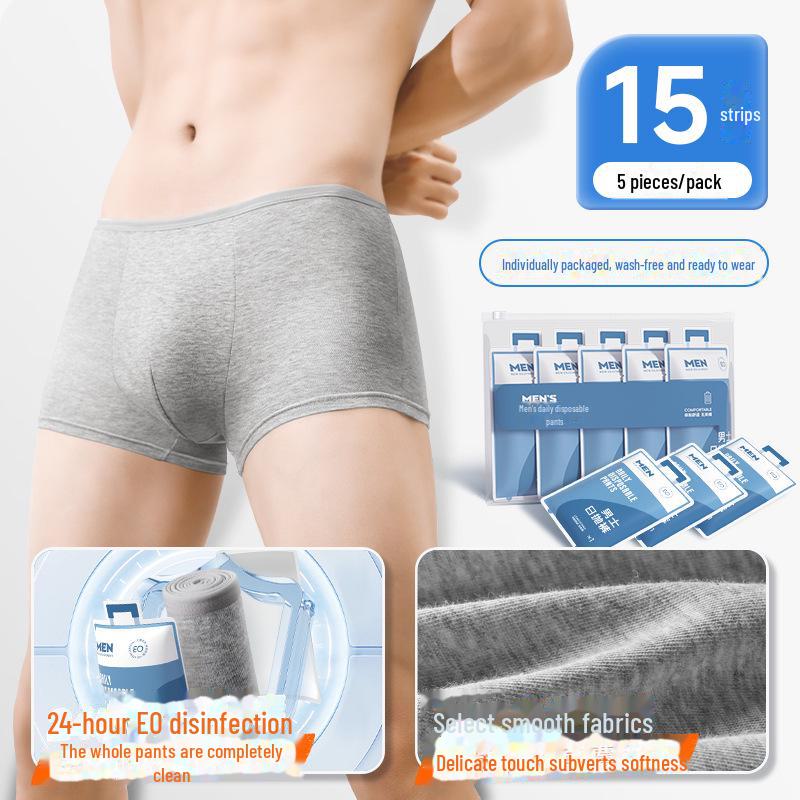 Men's Disposable Cotton Boxer Briefs: Sterile, Travel-Ready, Non-Washable