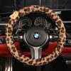 Car Steering Wheel Cover Winter Plush Warm Non-Slip Cute Leopard Print Premium Car Decorative Handle Cover Protective Cover Women