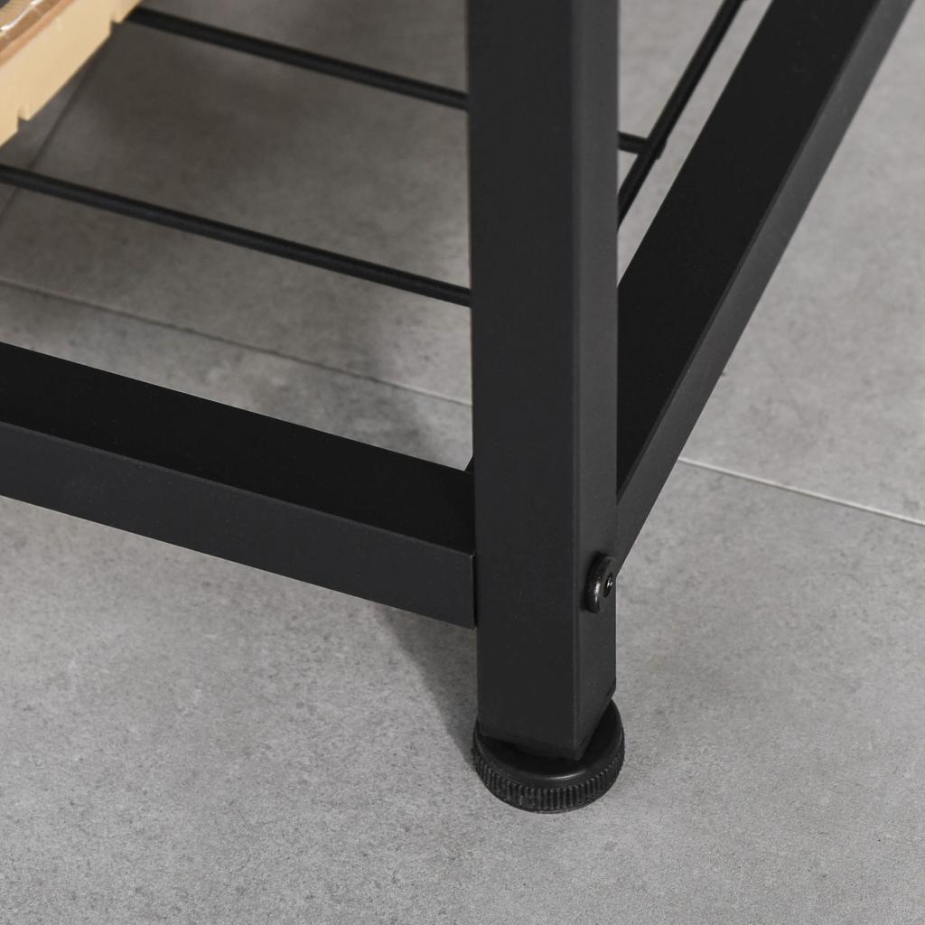Coat Rack Stand Shoe Storage Bench with 9 Hooks Shelves for Bedroom Living Room Entryway Brown and Black 180cm
