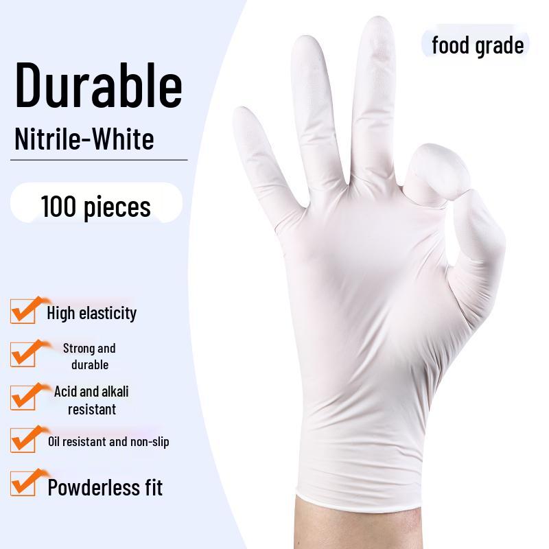 Disposable Food-Grade Nitrile Gloves - Durable, Waterproof, Latex-Free for Kitchen Cleaning and Dishwashing