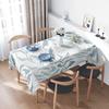 Modern Nordic Tablecloth Blue Waves Design For Dining Room Decoration Home Textiles White Light Blue 160X240Cm